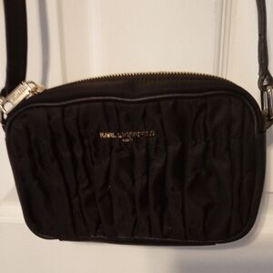 Karl Lagerfeld Black Crossbody Bag with Gold Accents